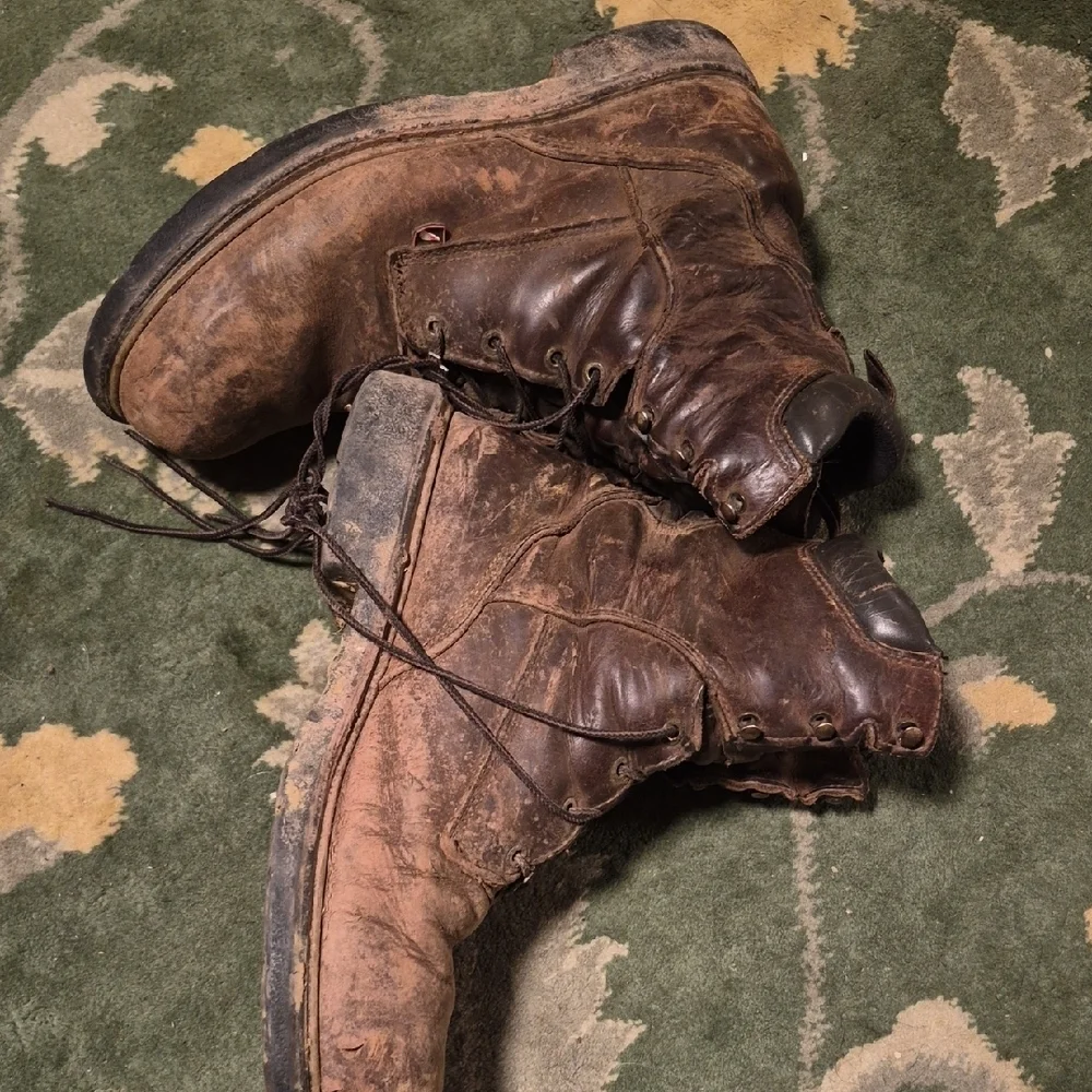 Red Wing Shoes Brown Leather Lace-Up Men's Work Boots